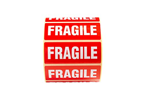 Etiquetas Fragil Blancas en 1,000pcs 90x35mm Rojo/Roll Con Del Texto la Etiqueta - FRAGILE