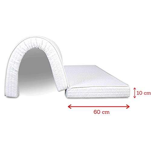 Evergreenweb – Colchón para sofá Cama Plegable 140x190 de Poliuretano 10 cm de Alto, Listo para Plegar sobre el Asiento Revestimiento hipoalergénico ortopédico ergonómico Lazos de fijación Bed Sofa