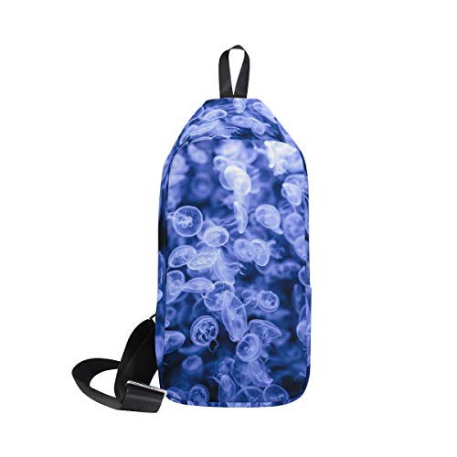 EZIOLY Grupo de Medusas moradas a la Deriva Mochila Bandolera, Bolsa Cruzada para Viajes, Senderismo, para Hombres y Mujeres