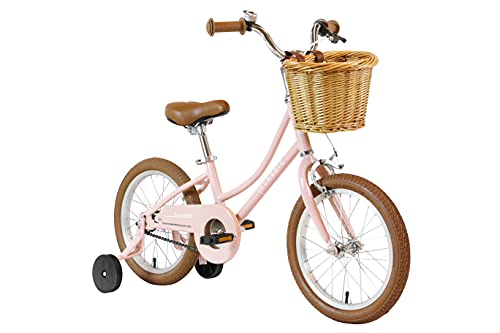 FabricBike Kids - Bicicleta con Pedales para niño y niña, Ruedines de Entrenamiento Desmontables, Frenos, Ruedas 12 y 16 Pulgadas, 4 Colores (Classic Pink, 16": 3-7 Años (Estatura 96cm - 120cm)