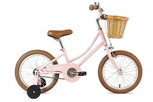 FabricBike Kids - Bicicleta con Pedales para niño y niña, Ruedines de Entrenamiento Desmontables, Frenos, Ruedas 12 y 16 Pulgadas, 4 Colores (Classic Pink, 16": 3-7 Años (Estatura 96cm - 120cm)