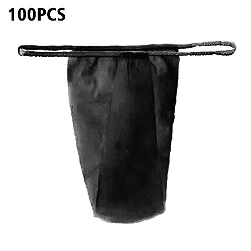 Faderr 100 tangas desechables para mujer, tela suave no tejida, pantalones para bronceado, depilación, tratamientos de spa, servicios de salón, masajes, salón (negro)