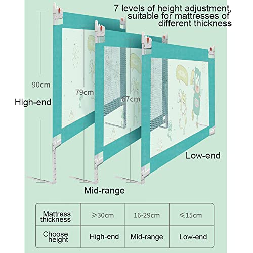 FAFZLIN Barrera De Cama para Bebé, Barrera De Cama con Protección Anticaídas, Malla para Transparencia, Barandilla Cama Plegable De Viaje, 7 Niveles De Ajuste De Altura (Size : 1.8m)