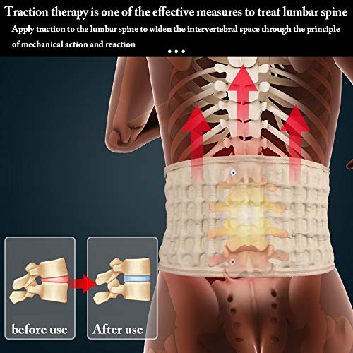 Faja Lumbar para Espalda, Cinturón de alivio de la presión de la espalda en fisio, correas hinchables de apoyo lumbar de cintura baja, facilidad espasmos musculares (Color : Khaki)