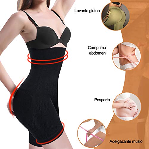 Faja Pantalón Shapewear Lenceria Braguita Moldeadora Mujer Faja Reductora Sin Costura Braga Body Shaper Cintura Moldeador Abdomen Ropa Moldeadora Mujer (Negro, XL/2XL)