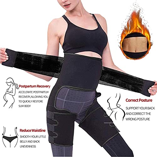 Faja Reductora Adelgazante Mujer Neopreno, 3 en 1 Levantador de Culata y Muslo Recortadora, Faja Lumbar de Trabajo Ajustable Ayuda a Reducir Cintura y Abdomen,Cinturón Transpirable Cintura (L/XL)