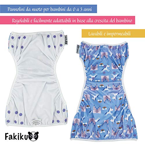 Fakiku Bañador Pañal Antifugas para Bebés y Niños talla 0-36 meses, Bañador para Piscinas Ajustable y Lavable, Trajes de baño Reutilizables Para Niños Pañales Lavables Natación Set de Mar para Niñas