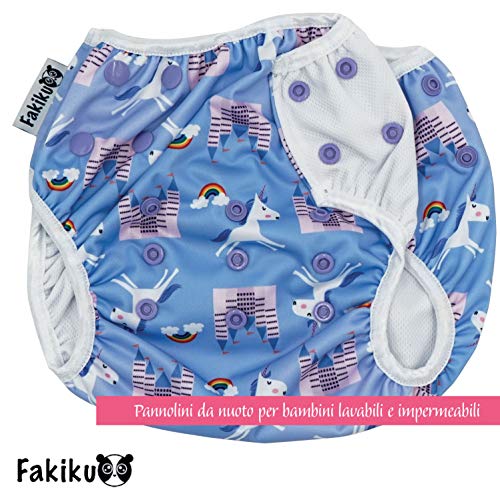 Fakiku Bañador Pañal Antifugas para Bebés y Niños talla 0-36 meses, Bañador para Piscinas Ajustable y Lavable, Trajes de baño Reutilizables Para Niños Pañales Lavables Natación Set de Mar para Niñas