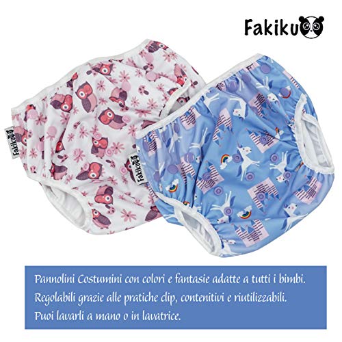 Fakiku Bañador Pañal Antifugas para Bebés y Niños talla 0-36 meses, Bañador para Piscinas Ajustable y Lavable, Trajes de baño Reutilizables Para Niños Pañales Lavables Natación Set de Mar para Niñas