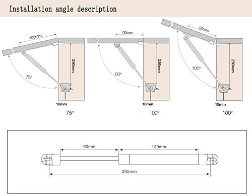 FANDE Hidraulico Amortiguador de Gas,Resorte de Gas Mueble, para Puertas Armario Muebles de Cocina Elevación Neumática Lid Stay Apertura Suave Bisagra Paquete de 4.