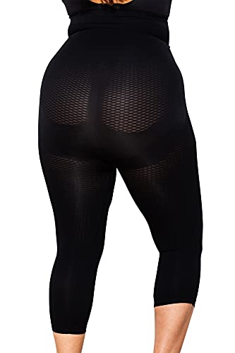 Farmacell 323 (Negro, M/L) Pantalon hasta la Pantorrilla con Talle Alto, Moldeador, Anti-Celulitis y con Efecto Push-up