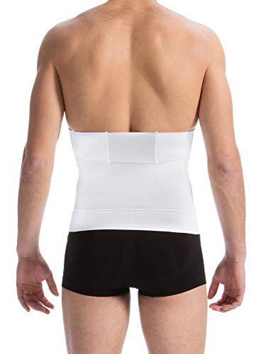 Farmacell Man 405BS (Blanco, M) Banda Abdominal Faja Elástica de Contención y Modeladora Hombre cinchas posteriores Anti-Enrollado