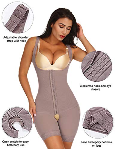 FeelinGirl Mujer Faja Reductora Chaleco sin Costura Corsé Bustier Ajustable Tirantes Faja Aabdominal Marrón 3XL/Talla 50