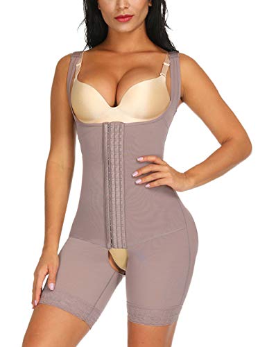 FeelinGirl Mujer Faja Reductora Chaleco sin Costura Corsé Bustier Ajustable Tirantes Faja Aabdominal Marrón 3XL/Talla 50