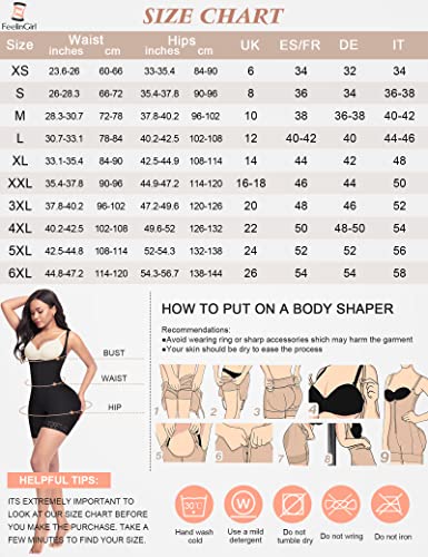 FeelinGirl Mujer Faja Reductora con Cinta Ajustable Corsé Ajustable Cremallera Shapewear Corset Waist Trainer Negro XXL/Talla 44-46