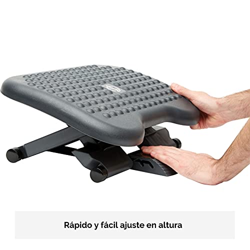 Fellowes 779030 - Reposapiés Ergonómico para oficina Soporte para pies ajustable en altura e inclinación, antideslizante y con efecto masaje, Azul