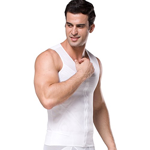 FEOYA - Faja Reductroa Adelgazante Moldeadora para Hombre Suave Transpirable para Verano para Boda Cita Fiesta Actividades Impotantes - Blanco - M