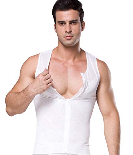 FEOYA - Faja Reductroa Adelgazante Moldeadora para Hombre Suave Transpirable para Verano para Boda Cita Fiesta Actividades Impotantes - Blanco - M