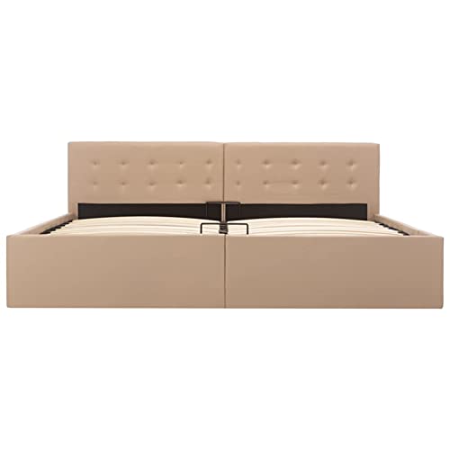 Festnjght Cama Canapé Hidráulica Cuero Sintético 180x200 cm | Cama Individual Estructura de Cama Doble con Espacio de Almacenamiento Debajo de la Cama