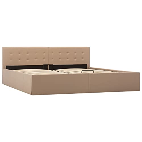 Festnjght Cama Canapé Hidráulica Cuero Sintético 180x200 cm | Cama Individual Estructura de Cama Doble con Espacio de Almacenamiento Debajo de la Cama