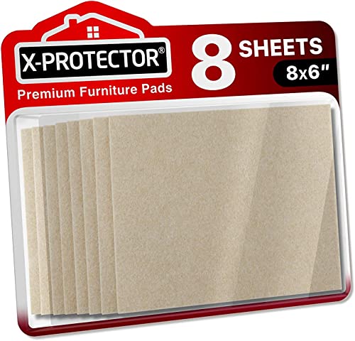 Fieltro adhesivo X-PROTECTOR – Deslizadores para muebles – 8 Premium fieltro autoadhesivo de 5 mm de grosor 20x16cm - Almohadillas fieltro Protegerán pisos de madera contra rasguños y marcas