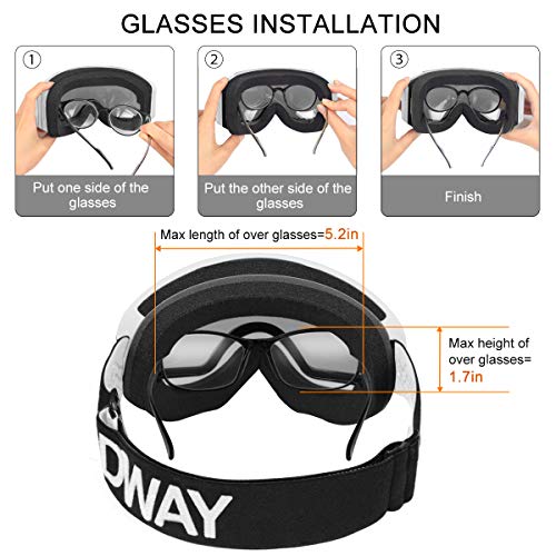 findway Gafas Esqui Niño Mascara Esqui Niño Gafas de Esqui Niño Niña OTG Ajustable para Niños Anti-Niebla Protección UV Compatible con Casco para Esquiar Snowboard (Lente Argentado (VLT 21%))