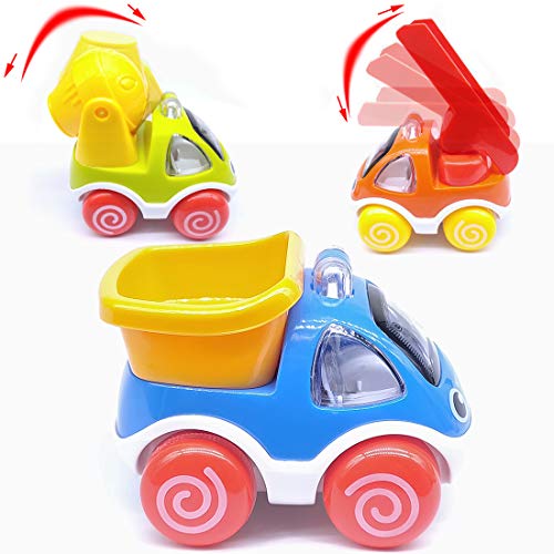 fiouni Baby Early Education Toy Cars Friction Powered Train Cars Juego de Juguetes de Regalo para niño pequeño y niña 1 2,3,4,5 años (Juego de Juguetes de 6 Piezas para automóviles de construcción)