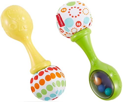 Fisher-Price Maracas musicales, juguete y sonajero para bebé +3 meses (Mattel BLT33)