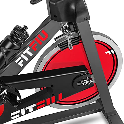 FITFIU BESP-70 - Bicicleta Indoor con disco inercia 13 kg, manillar con Pulsómetro, sillín deportivo, múltiples niveles de resistencia y pantalla LCD, Bici cardio Entrenamiento Fitness