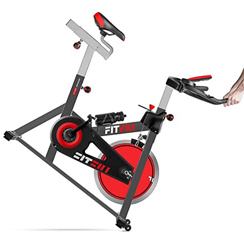 FITFIU BESP-70 - Bicicleta Indoor con disco inercia 13 kg, manillar con Pulsómetro, sillín deportivo, múltiples niveles de resistencia y pantalla LCD, Bici cardio Entrenamiento Fitness