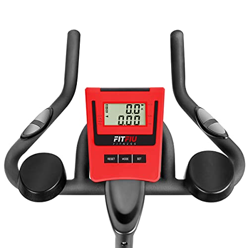 FITFIU BESP-70 - Bicicleta Indoor con disco inercia 13 kg, manillar con Pulsómetro, sillín deportivo, múltiples niveles de resistencia y pantalla LCD, Bici cardio Entrenamiento Fitness