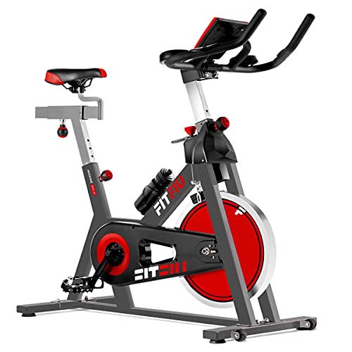 FITFIU BESP-70 - Bicicleta Indoor con disco inercia 13 kg, manillar con Pulsómetro, sillín deportivo, múltiples niveles de resistencia y pantalla LCD, Bici cardio Entrenamiento Fitness