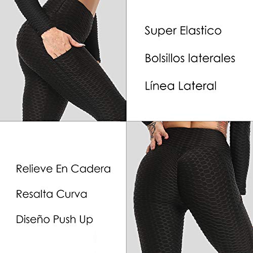 FITTOO Mallas Leggings Mujer Pantalones Deportivos Yoga Alta Cintura Elásticos Transpirables Negro M