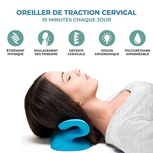 Flex Kare - Almohada ergonómica de tracción cervical Chiropráctica para aliviar el dolor, dispositivo ortopédico para alinear la columna cervical, estiramiento del cuello y los hombros.