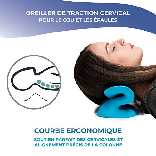 Flex Kare - Almohada ergonómica de tracción cervical Chiropráctica para aliviar el dolor, dispositivo ortopédico para alinear la columna cervical, estiramiento del cuello y los hombros.