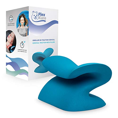 Flex Kare - Almohada ergonómica de tracción cervical Chiropráctica para aliviar el dolor, dispositivo ortopédico para alinear la columna cervical, estiramiento del cuello y los hombros.