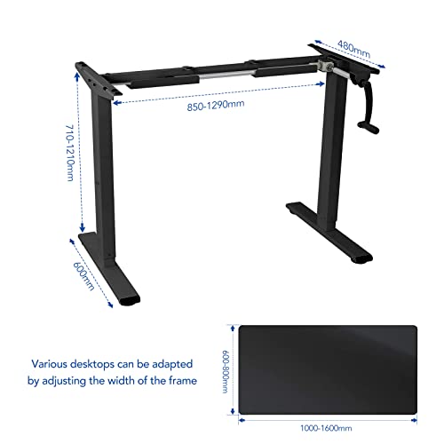 FLEXISPOT Mesa de manivela escritorio ajustable en altura, acero, 101,6 cm (40 ") (Negro)