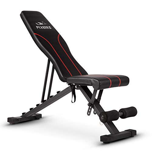 FLYBIRD Banco Ajustable, Banco de Pesas de Utilidad para Entrenamiento de Cuerpo Completo, Banco inclinable/declive Plegable Multiusos (Negro)