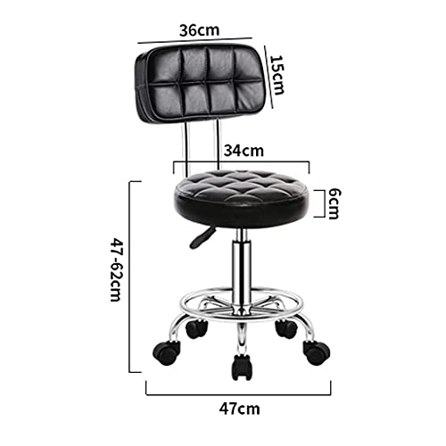 FMHCTN Taburete Giratorio para salón Silla con Ruedas y Respaldo, Asiento Blando y cómodo, Taburete hidráulico de Altura Ajustable con Respaldo para Belleza/SPA Gris