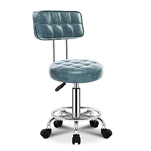 FMHCTN Taburete Giratorio para salón Silla con Ruedas y Respaldo, Asiento Blando y cómodo, Taburete hidráulico de Altura Ajustable con Respaldo para Belleza/SPA Gris