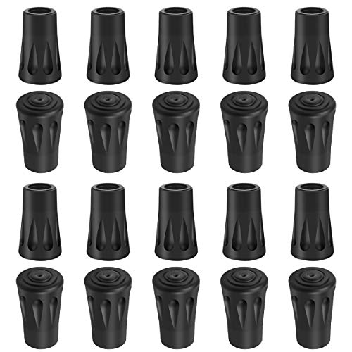 Fodlon 20 Piezas Topes Puntas de Goma para Bastones de Senderismo, Negro Protector de Punta para Bastones de Trekking Caminar, Reemplazo Almohadillas para Bastones de Marcha