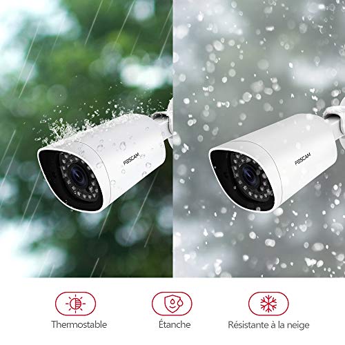 Foscam G2EP - Cámara Exterior PoE Calidad 2MP con visión infrarroja de 20 Metros, Consulta a Distancia sobre móvil, Almacenamiento de Tarjeta SD de 128 GB, IP66 Blanco