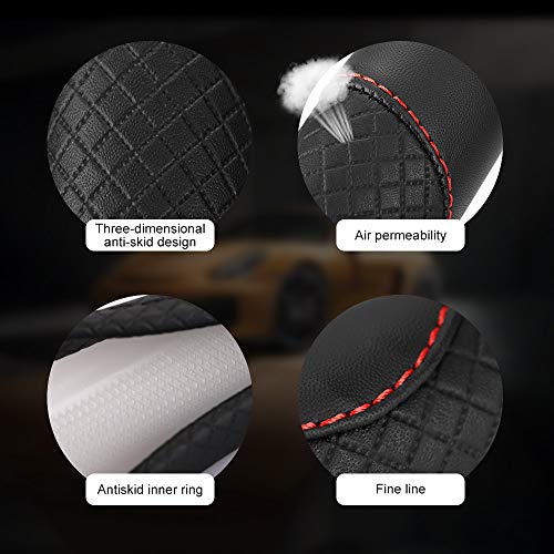 FREESOO Funda Volante Coche Cubierta de Volante de Cuero de Microfibra Antideslizante Suave Universal 37-38 cm Automóvil Adecuado para Todas las Estaciones Elegante