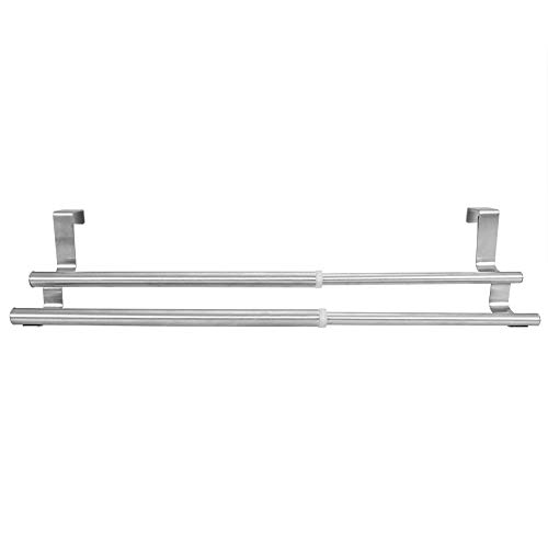 FTVOGUE sobre Puerta Toallero Portarrollos Retráctil Barra de Toalla de Baño de Acero Inoxidable Estante Estante Sin Perforación(40cm Double Bar )