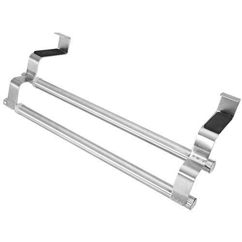 FTVOGUE sobre Puerta Toallero Portarrollos Retráctil Barra de Toalla de Baño de Acero Inoxidable Estante Estante Sin Perforación(40cm Double Bar )