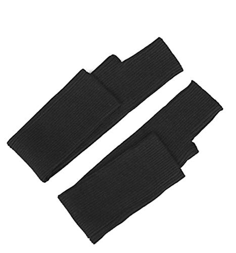 Fully Par guantes elásticos de invierno para el agujero del pulgar Manopla Muñeca Longitud del codo Brazo del ojo del pulgar Calentador de la mano Guantes sin dedos (negro, estilo largo)