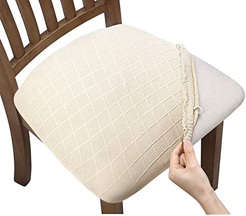 Fuloon Fundas Sillas Comedor, Fundas Protectoras para Sillas Elasticas,Funda Asiento Silla Desmontables Lavables para Comedor Hotel Banquete de Boda Decoración,4 Funda sillas Comedor