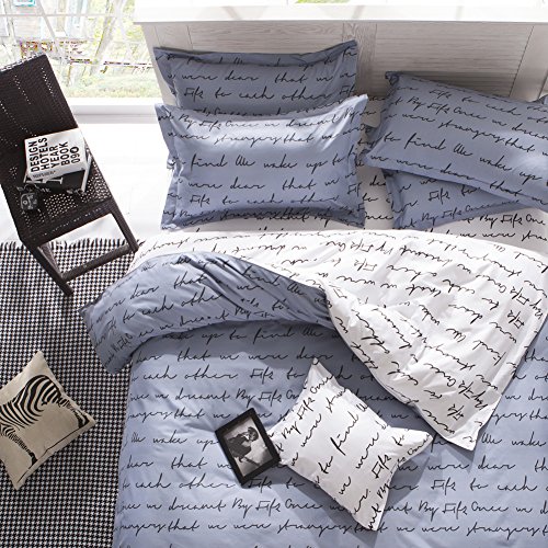 Funda de edredón, Morbuy 3PC Moda Simple 135 x 200 cm Conjunto de Ropa de Cama de Poliéster Suave de Microfibra Cremallera Funda de Almohada Conjunto Conjunto de Edredón Cubierta (Letra de amor gris)