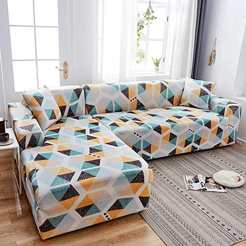 Funda de sofá geométrica Funda de sofá Fundas de sofá elásticas para la Esquina de la Sala de Estar Chaise Longue en Forma de L Sillón Sofá Funda A32 2 plazas