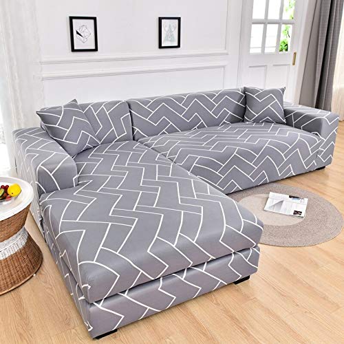 Funda de sofá geométrica Funda de sofá Fundas de sofá elásticas para la Esquina de la Sala de Estar Chaise Longue en Forma de L Sillón Sofá Funda A32 2 plazas